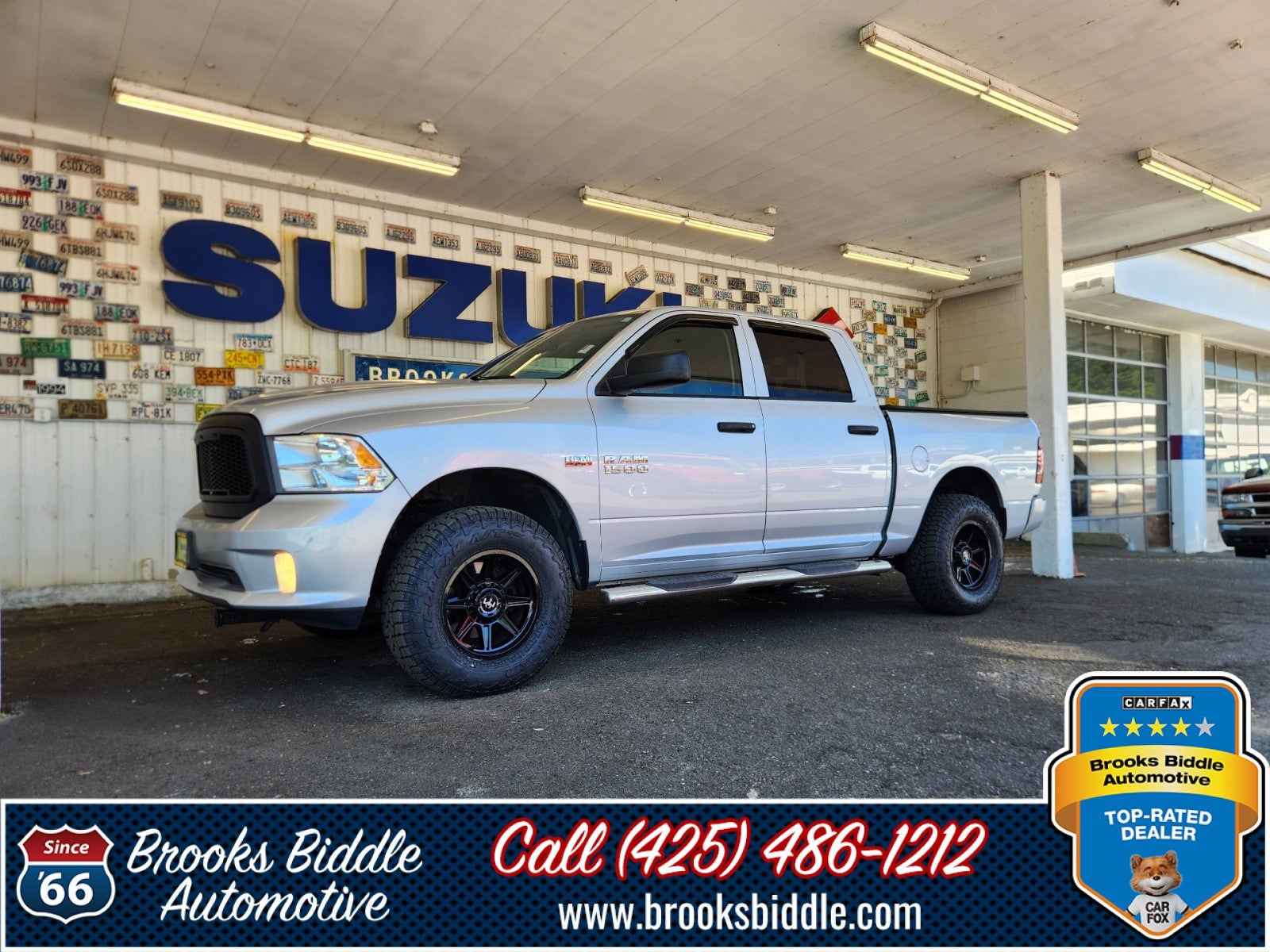 2015 RAM 1500 Express in Bright Silver Metallic Clearcoat — front three-quarter view
