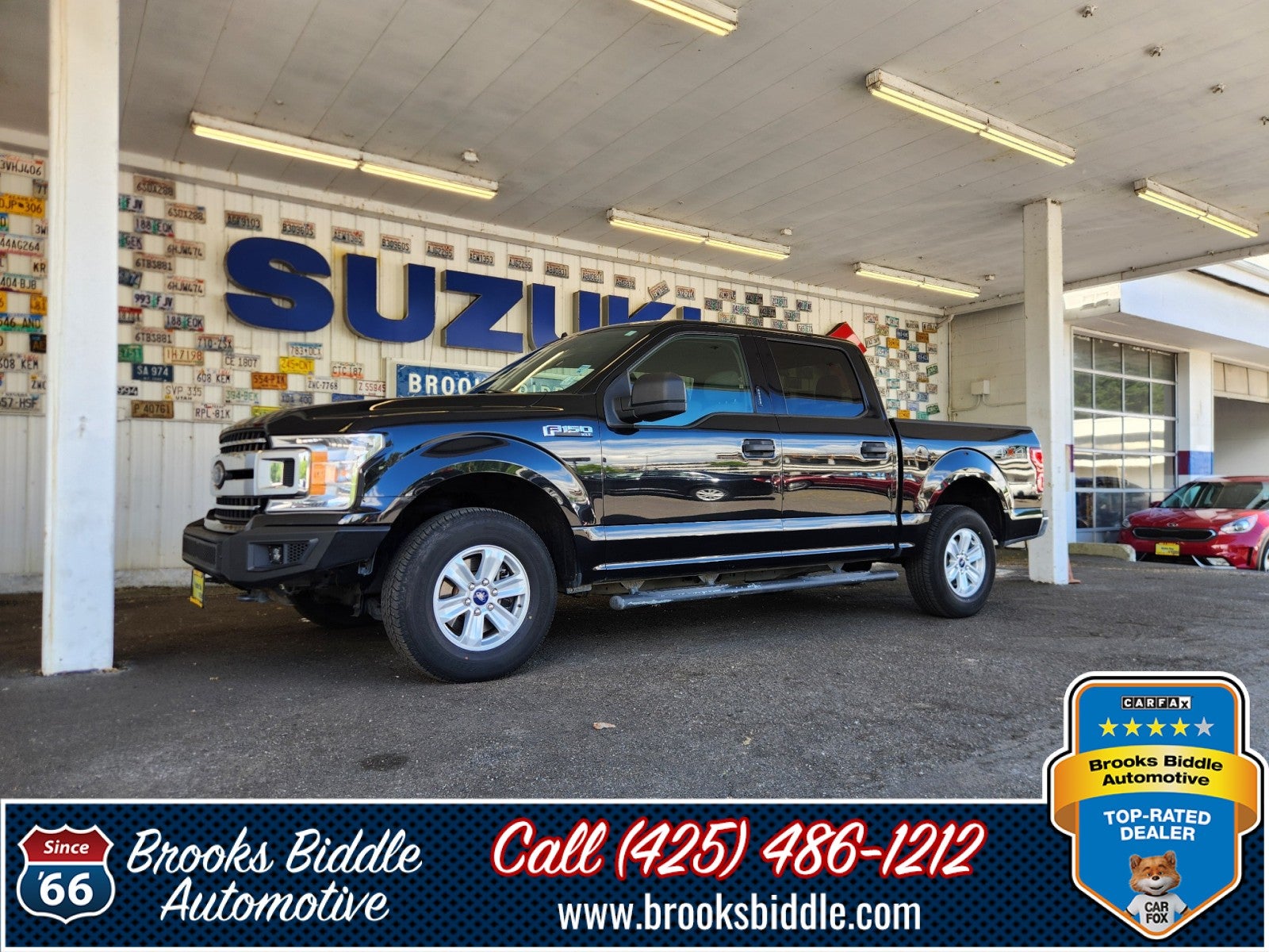 2019 Ford F-150 XLT in Agate Black Metallic — front three-quarter view