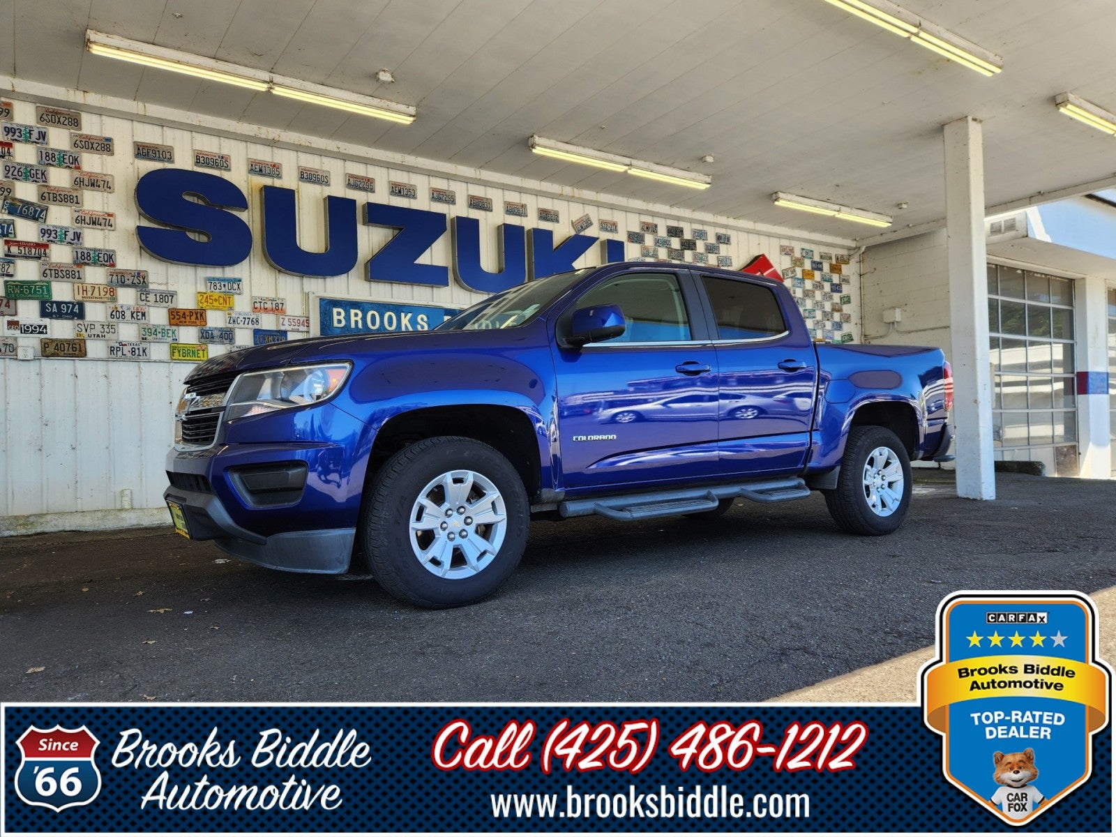 2015 Chevrolet Colorado LT in Laser Blue — front three-quarter view